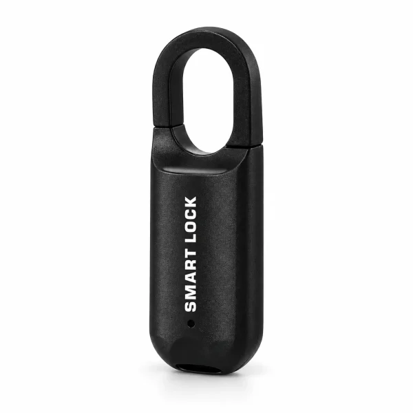 Candado biométrico con huella Smart Lock recargable USB – vista frontal sobre fondo blanco