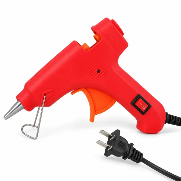 Pistola de silicona eléctrica 60W con switch interruptor FT2432 – vista frontal sobre fondo blanco